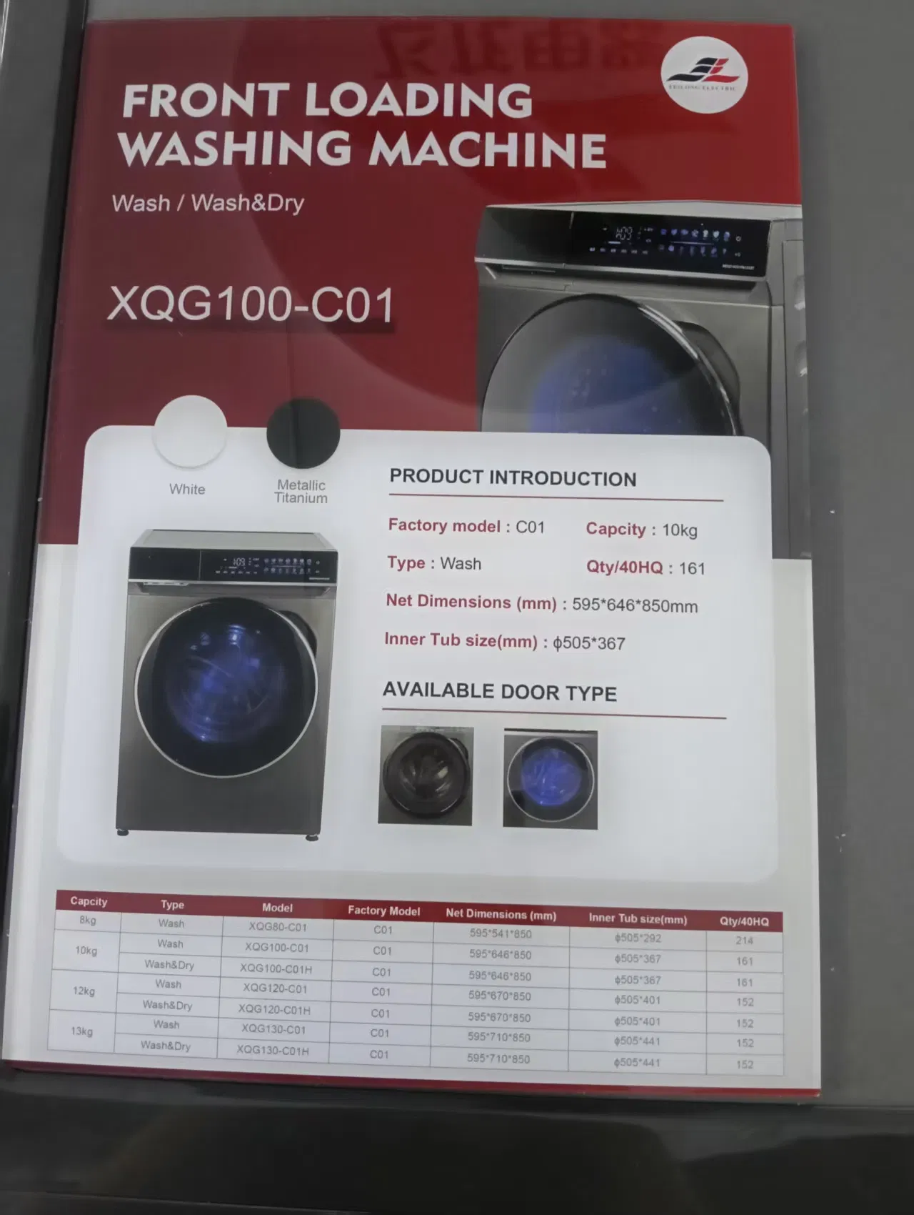 Xqg130-C01 13kg Front Loader Front Load Washer
