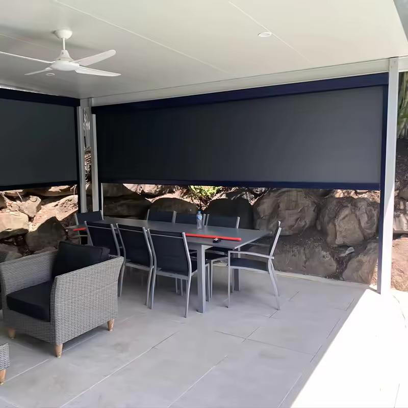 Windproof Motorised Patio Awning Roller Blind for Sun House