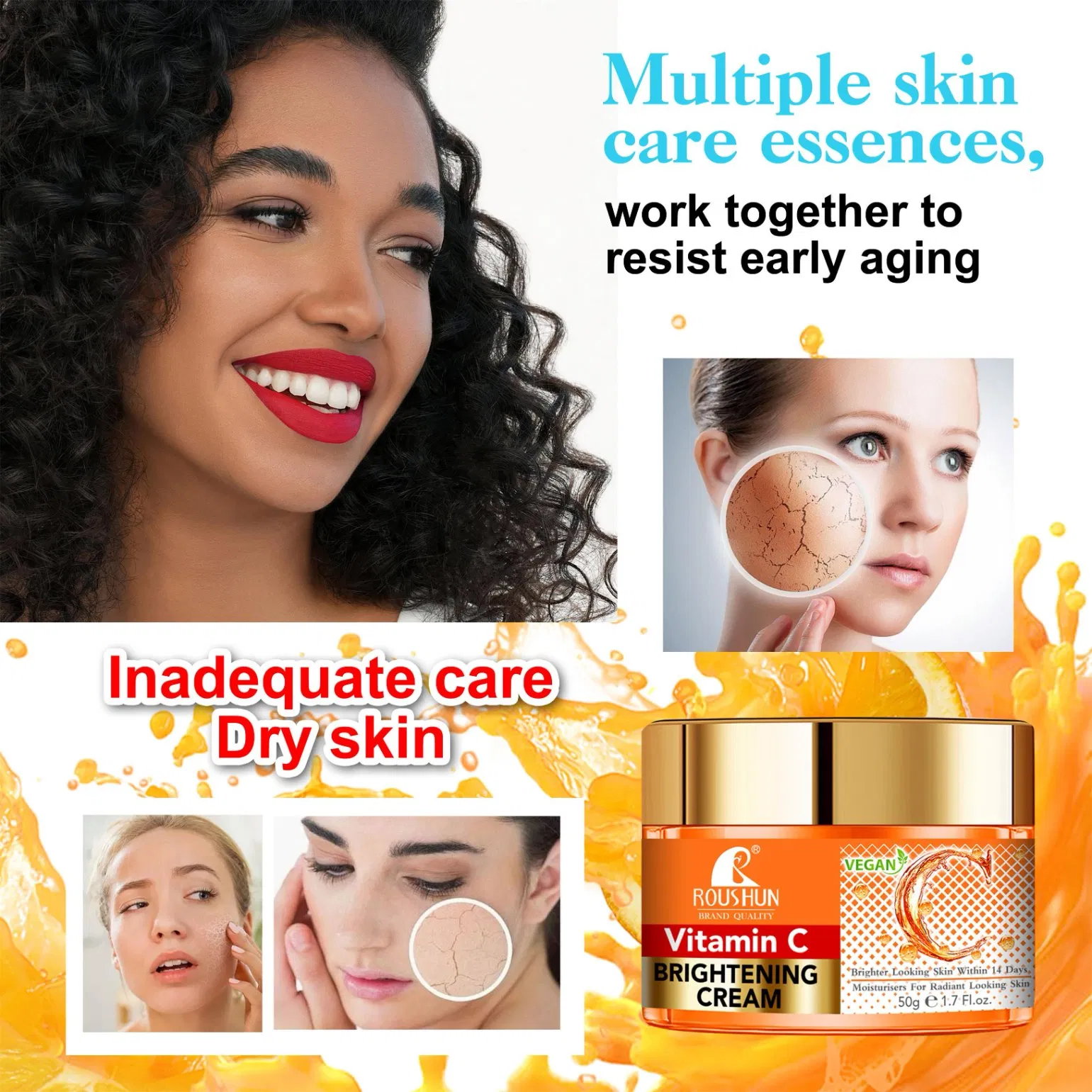 Roushun Brightening Vitamin C Face Cream for Radiant Skin