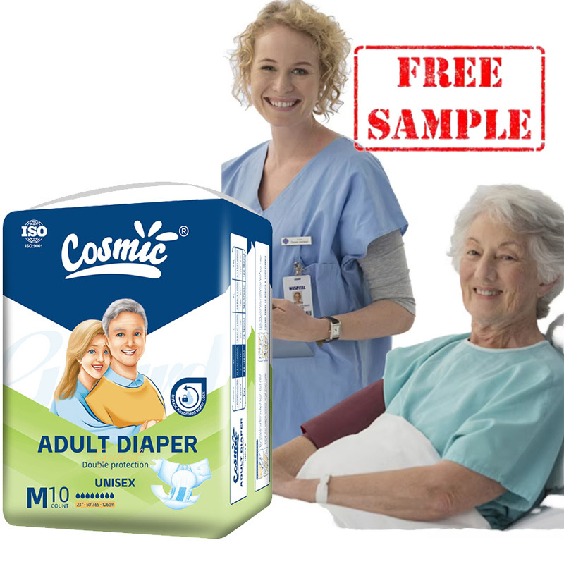 Free Sample Non Woven Fabric M OEM 10PCS/Printed Poly Bags Fralda Adulto Adult Diaper with Tapes