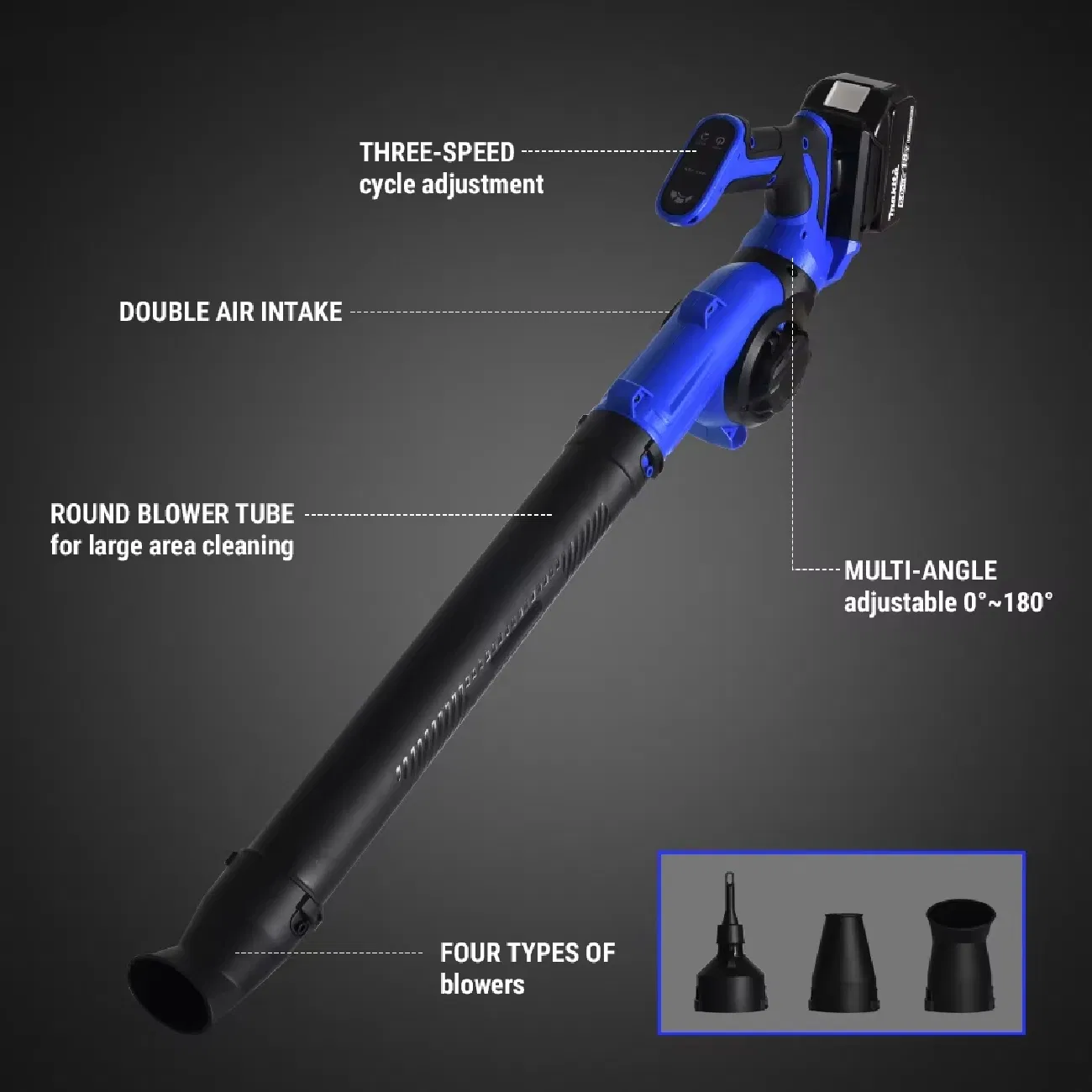 High Airflow Lightweight High Rated Wind Speed Garden Leaf Cleaning Blower