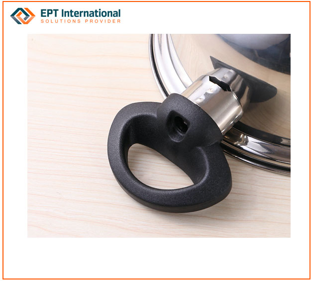 Bakelite Handle with Metal Flame Guard for Casserole, Bakelite Handles with Silicone Coating