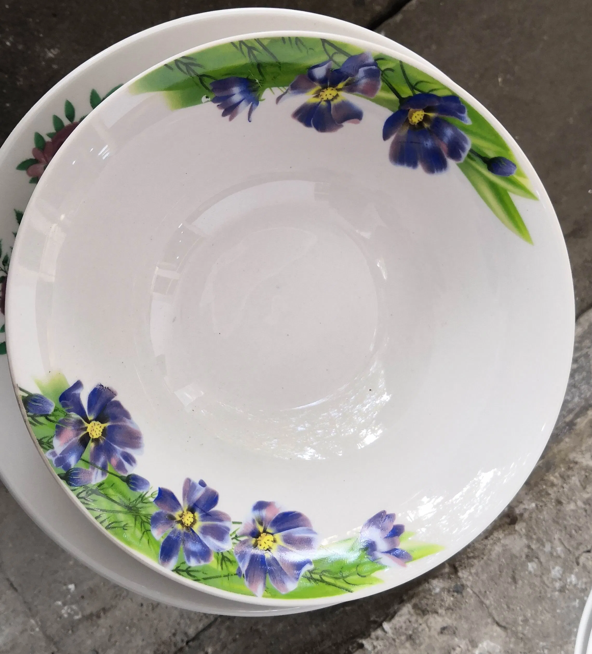 5-10 Inch Round Cut Edge Salad Bowl Porcelain Ceramic Tableware