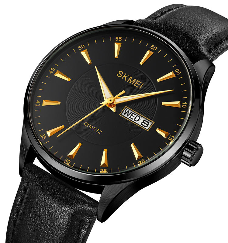 Relojes Quartz 2075 Simple Luxurious Genuine Leather Strap Unique Watch