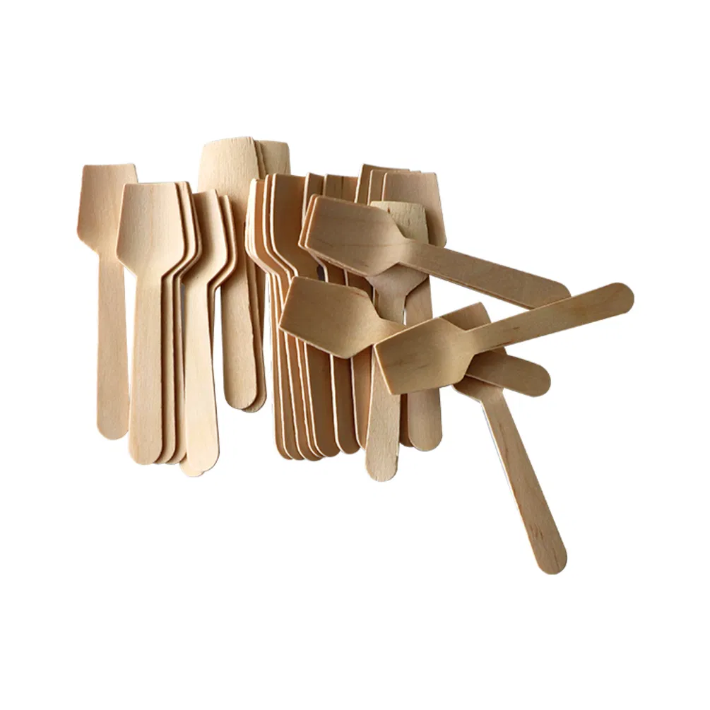 Custom Logo Disposable 75mm/95mm/110mm Mini Wooden Sampling Testing Spoon Dessert Wood Ice Cream Spoon Yogurt Spoon Honey Mini Wooden Spoon