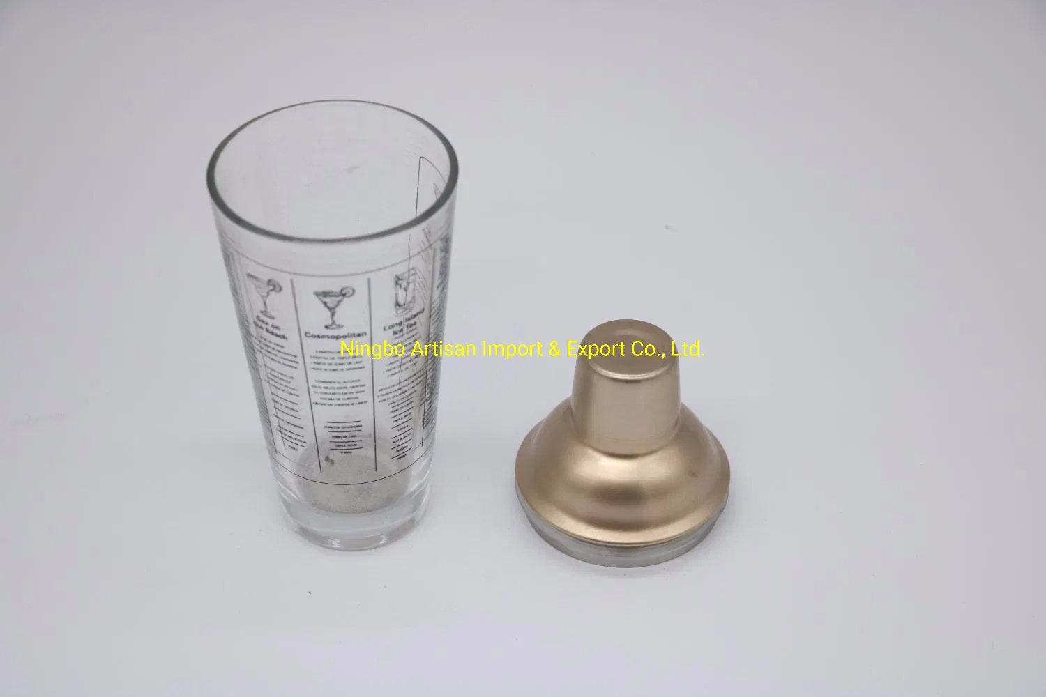 Modern Boston 14oz Recipes Printed Plastic Stainless Steel Cocktail Shaker