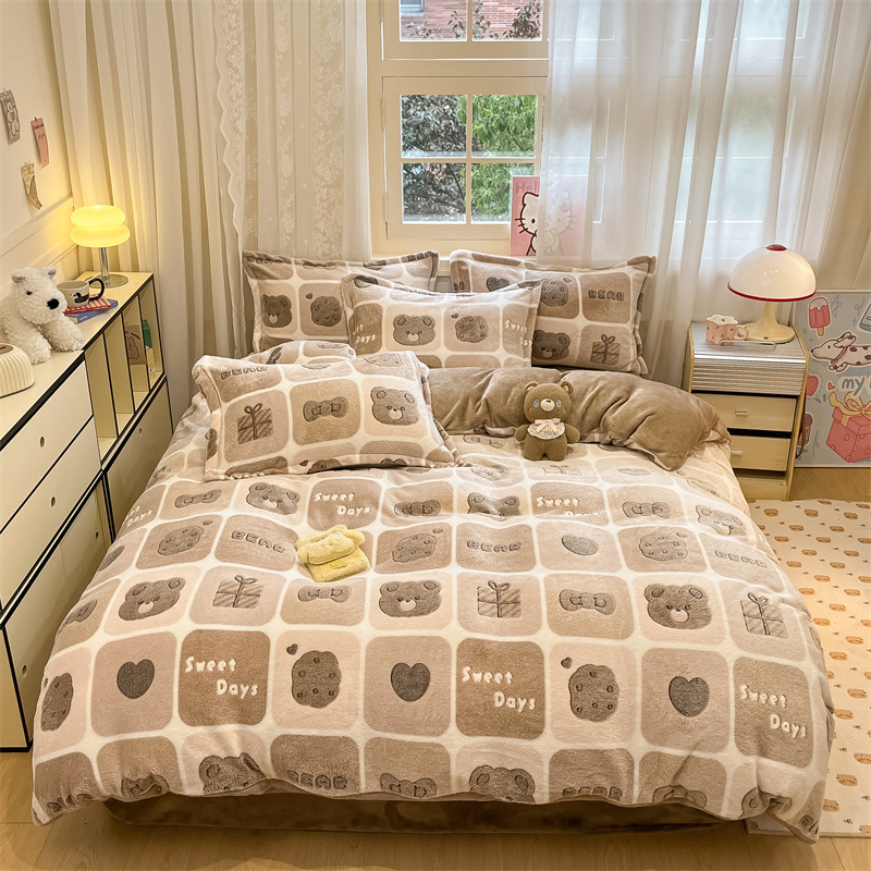 Winter Microfiber Fleece Flannel Bedding Set Cute Kawaii for Toddler Teen Boys