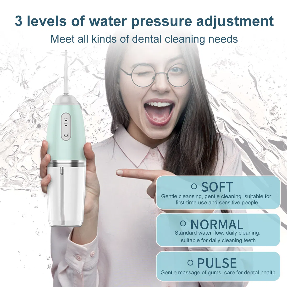 H2ofloss Popular Cordless Dental Teeth Irrigator, Water Flosser with 1500mAh Battery