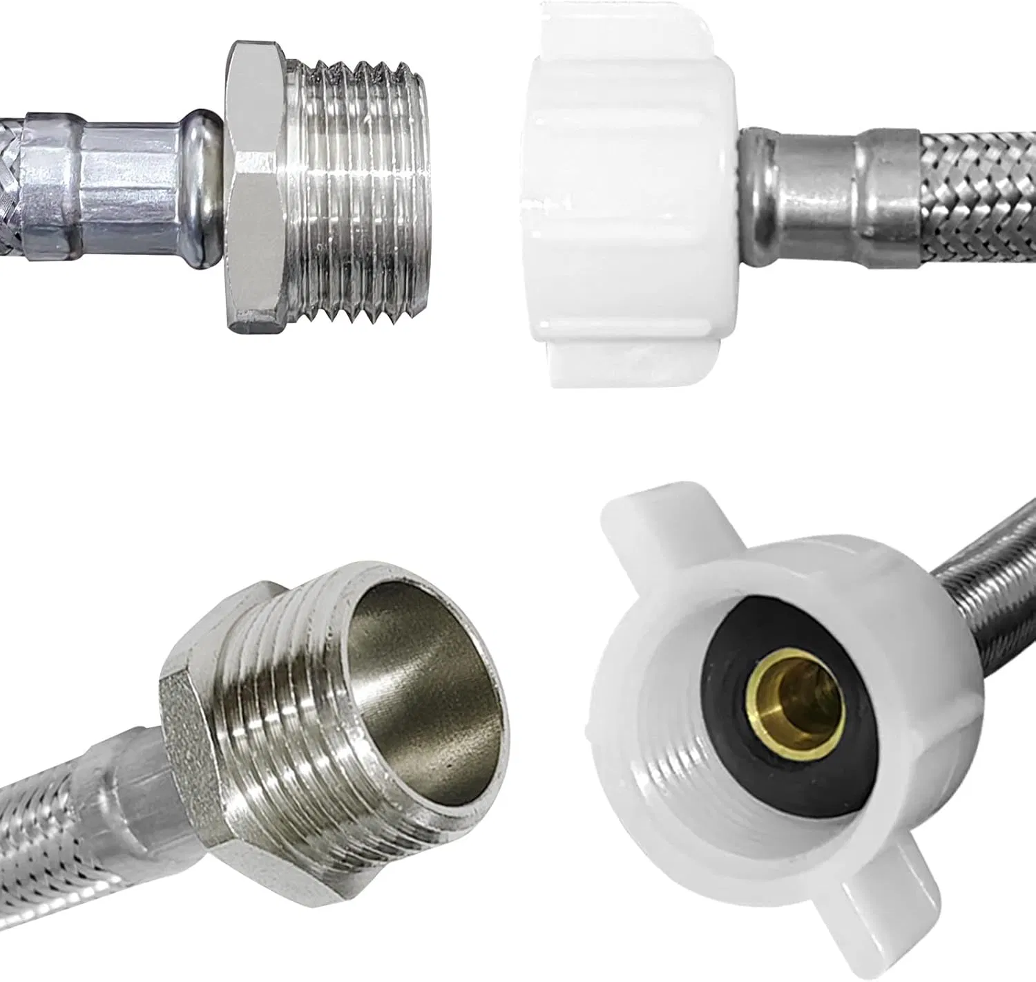 Connector to Toilet Tank Compatible Toilet Supply Hose Extension 7/8 Male to 7/8 Female Braided Hose