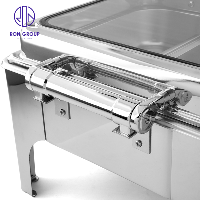Factory Price Stainless Steel Square Buffet Dining Stove Chafing Dish Pot for Hotel Restaurant Wedding Party