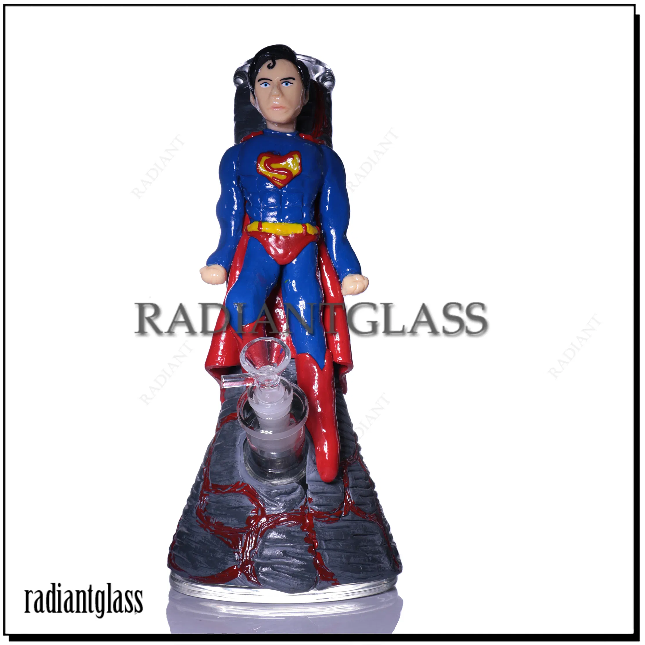 Wholesale Carton Character Superman Glass Water Pipe Beaker Hookah Smoking Pipes