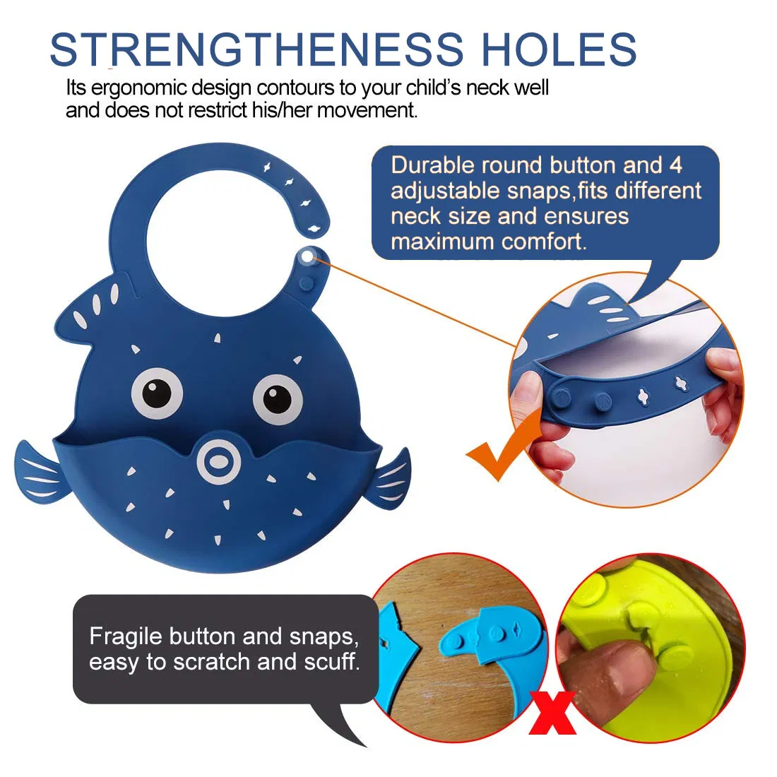 Multi-Color Cute Silicone Bibs Easily Clean Waterproof Bib