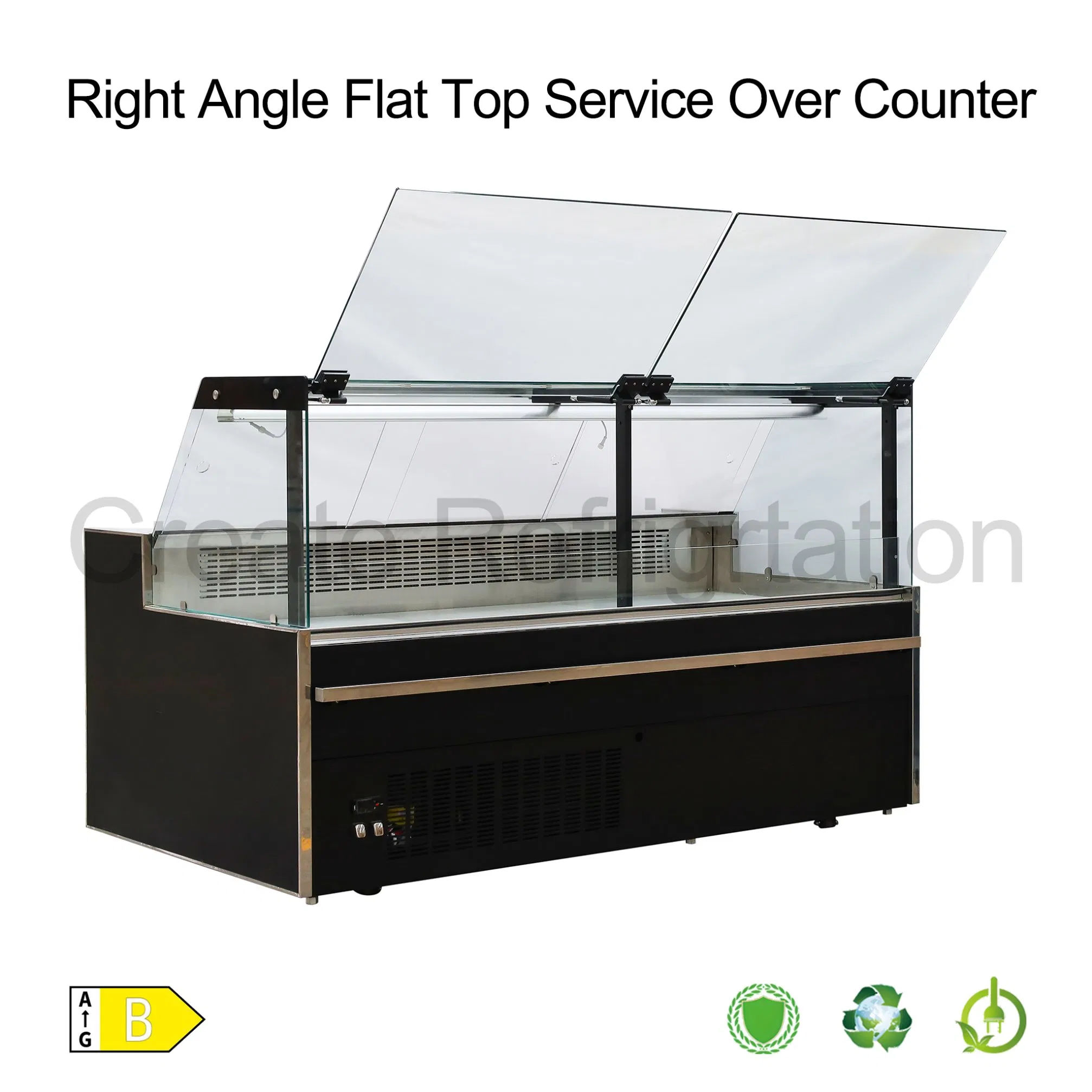 Plug-in Supermarket Environmental Friendly Display Refrigerator Right Angle Glass Deli Showcase Restaurant LED Light Meat Fridge