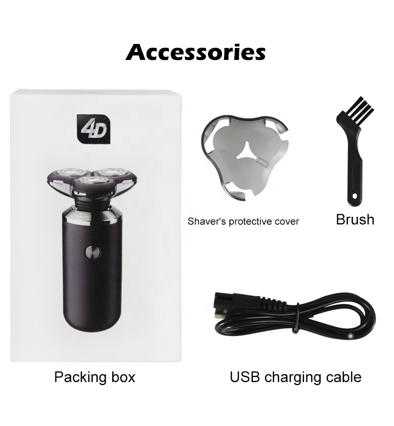 5 in 1 Men Rechargeable Mini Electric Shaver Electric Shaving Beard Machine Razor Strong Floating 3 Heads Portable Black