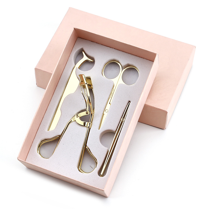 Heated Eyelash Curler with Tweezers Set Eyelashes Applicator