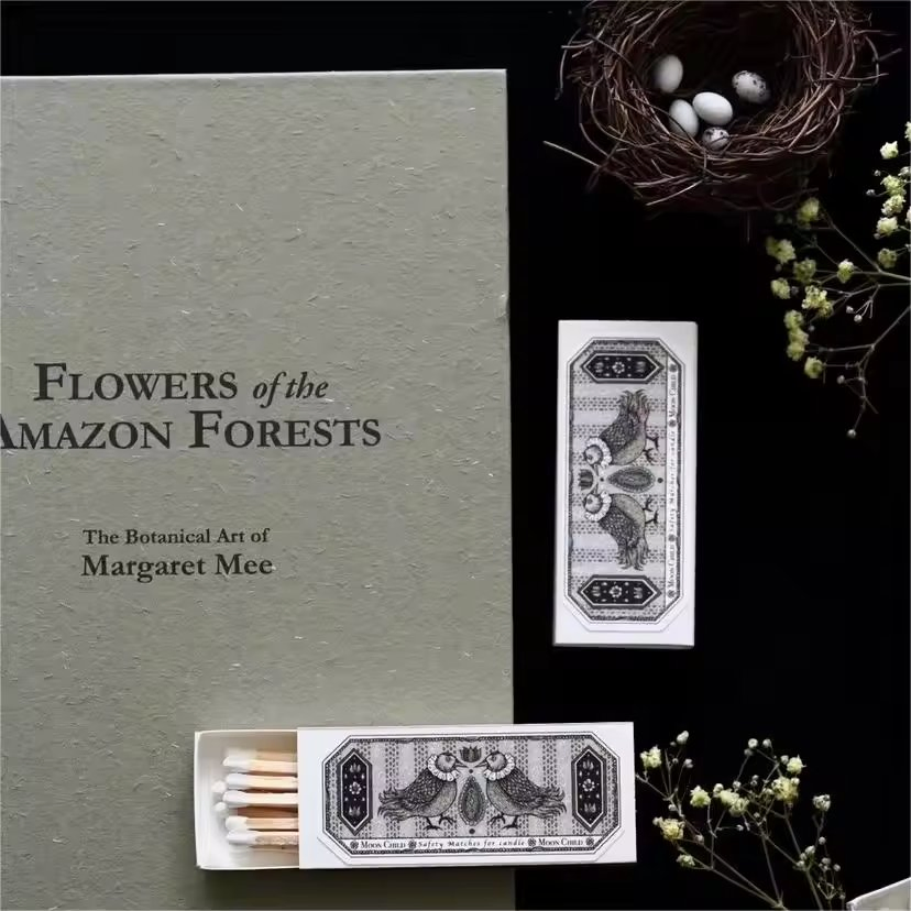 Ins Style Customized Label for Black White Boxed Matches Vintage Candle Cigar Matches Advertising Safety Household Matches