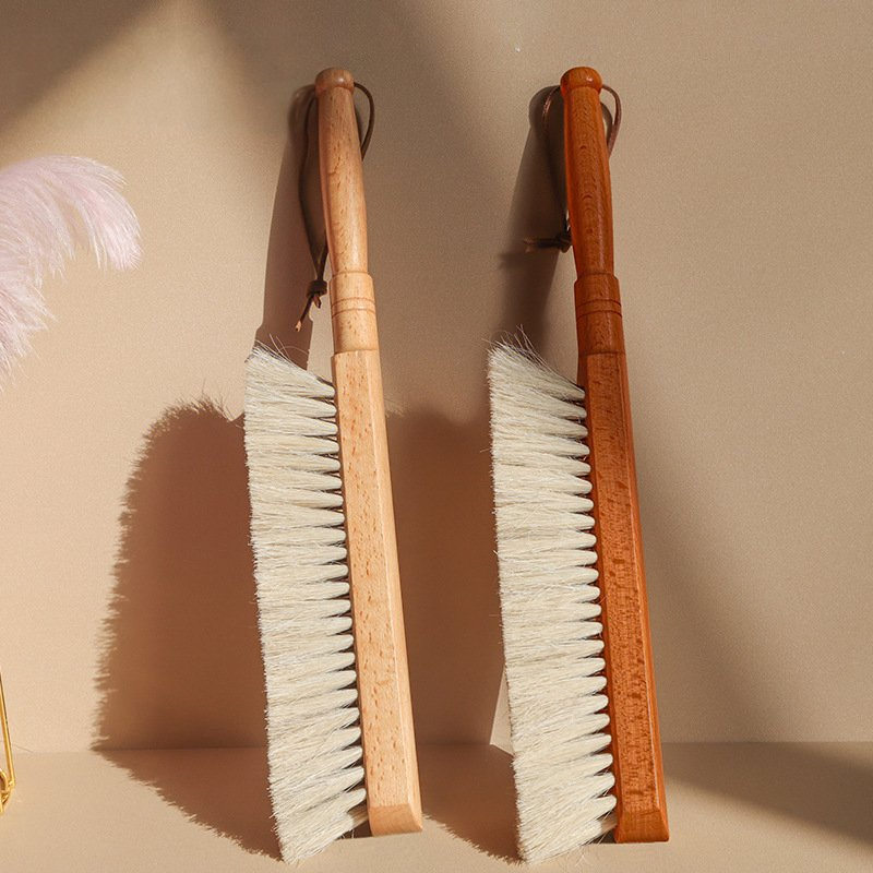 Natural Horsehair or Wool Blend Bristle Sweep Beechwood Carpet and Bedding Brush