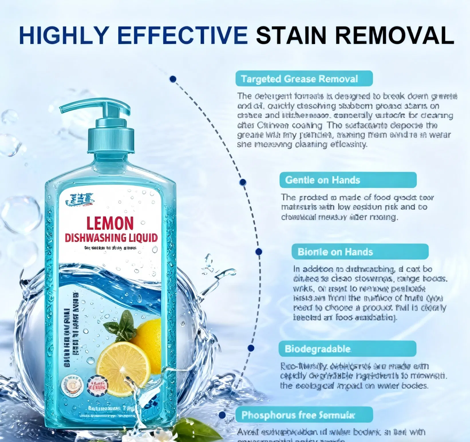 OEM High-Quality Disposable Dishwashing Liquid, Convenient Oil Removal