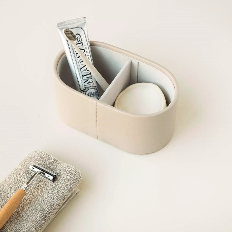 Factory Price Bio-Based Vegan Leather Hotel Supplies Bathroom Box Teethbrush Holder