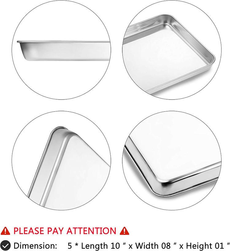 10 Inch Stainless Steel Baking Pans Toaster Oven Tray Pans Cookie Baking Sheets