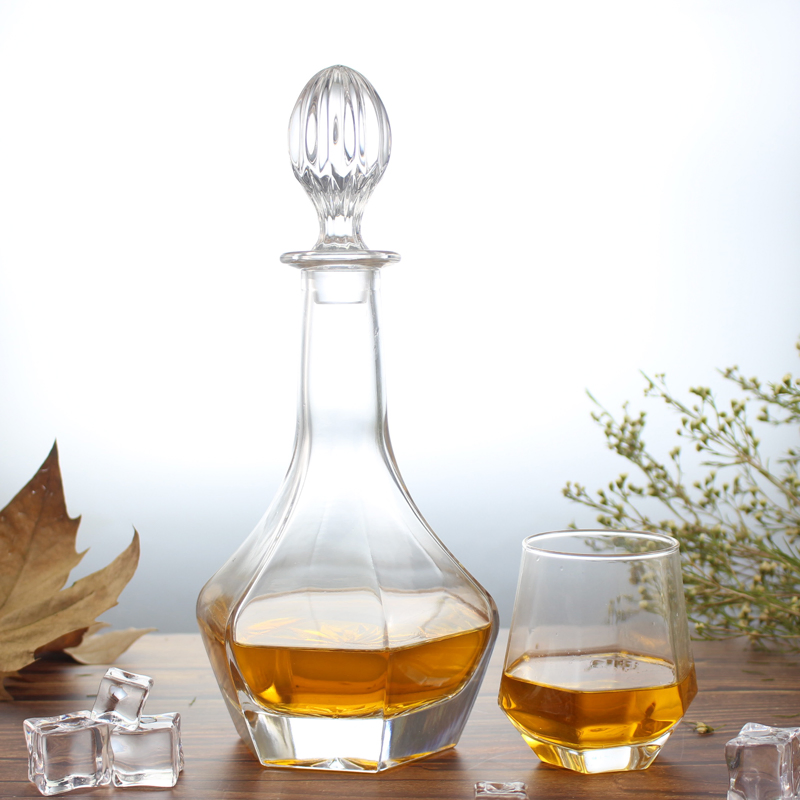 2022 Hexagon Classic Crystal Whiskey Decanter Custom Whiskey Decanter Set