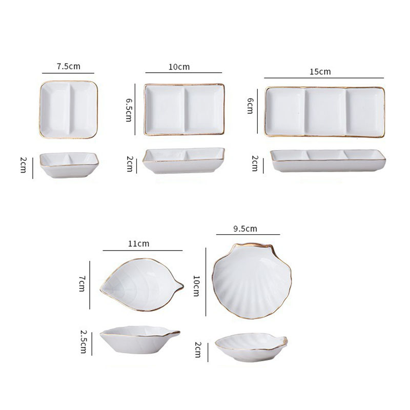 European Light Luxury Gold Rim Seasoning Dish Ceramic Saucers