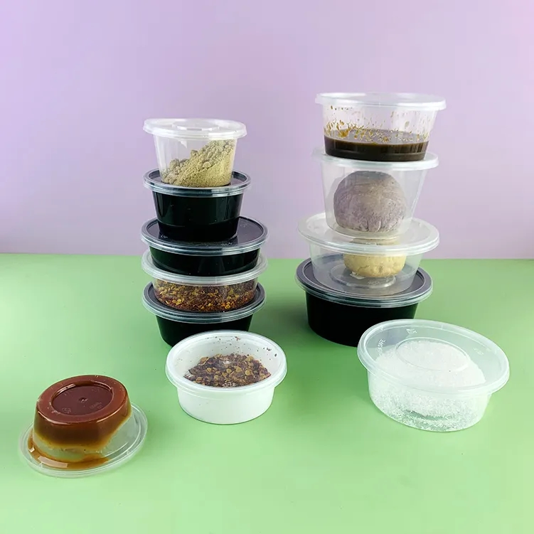 Disposable PP Material Condiment and Pudding Cups with Lids for Small Portions