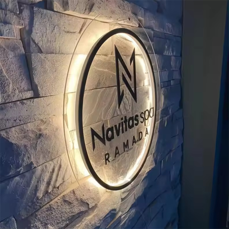 Custom Backlit Acrylic Sign Metal Backlight Brand Logo Sign Aesthetic Salon Sign