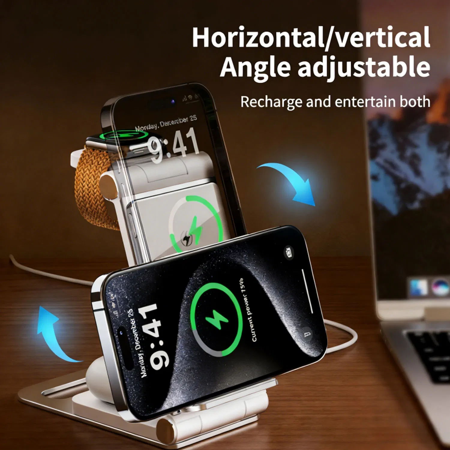 Магнитная зарядная станция Iforce T8 3 в 1