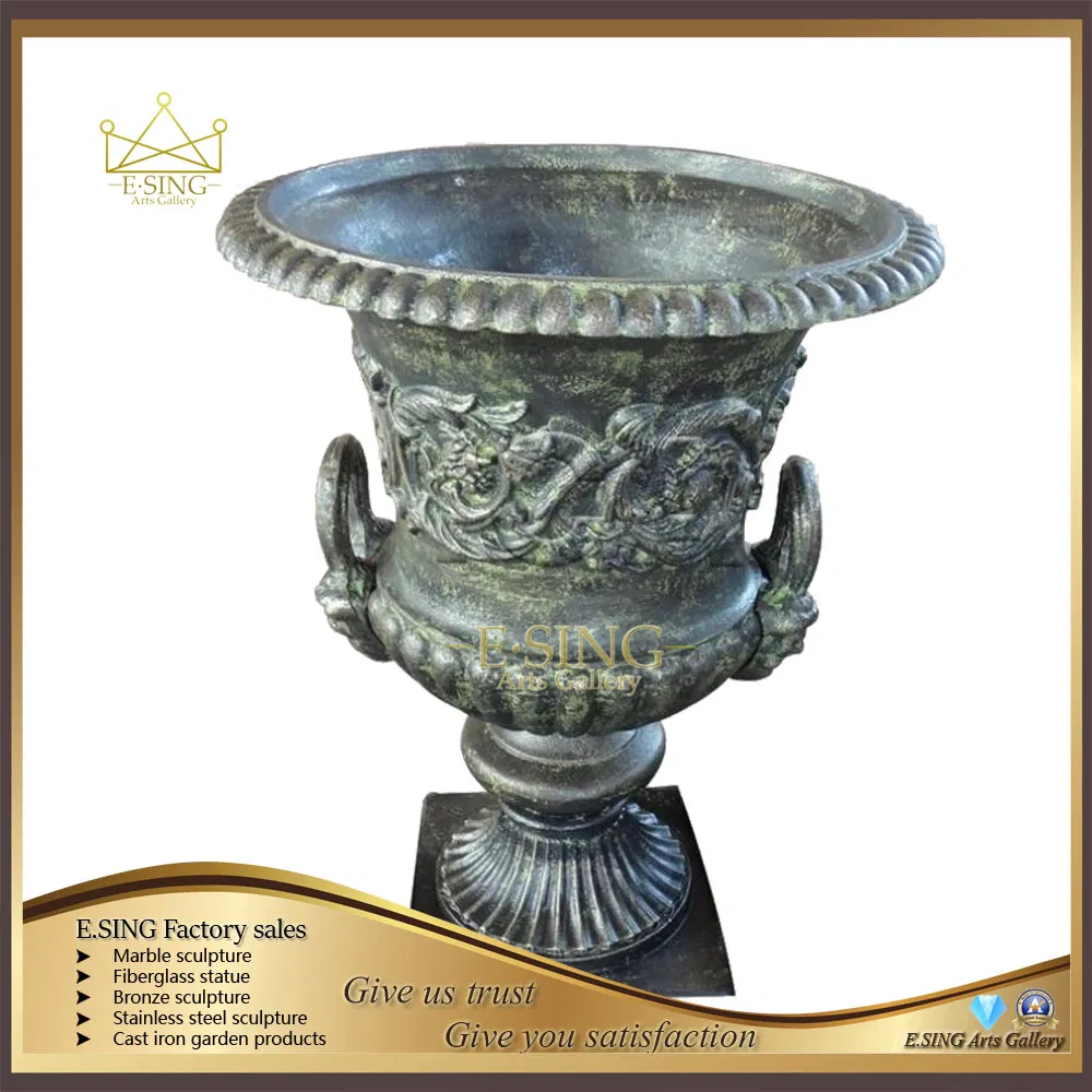 Large Outdoor Indoor Metal Flower Pots Planters Urn Antique Cast Iron Garden Flowerpot