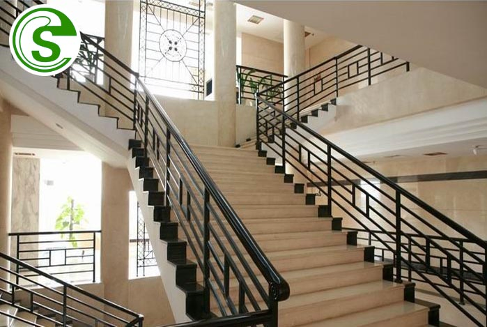 Powder Coated Good Quality Interior Black Stair Handrail Balustrade Railing