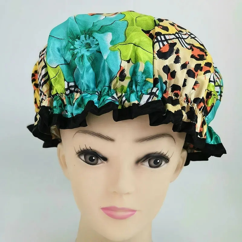 Luxury Printing Shower Caps Low MOQ Elastic Double Layer