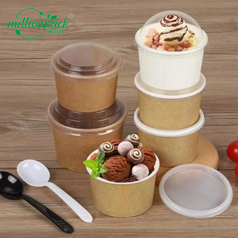 Recyclable Paper Ice Cream Bowl Disposable Cup for Sundae and Gelato