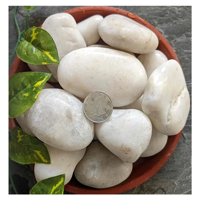 Polished White River Stone Natural Cobble Pebble for Kitchen Round Shape White and Black Varieties Available