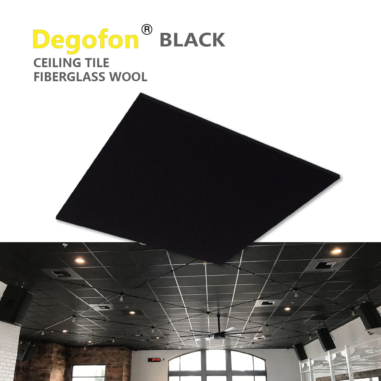 Smooth White Surface Fiberglass Wool Ceiling Tiles