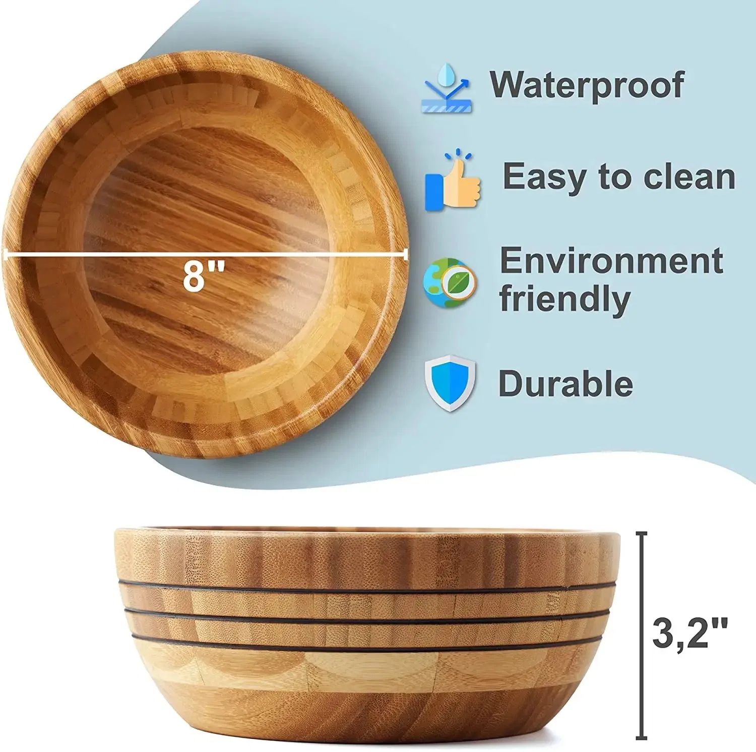 100% Bamboo Salad Bowl From China Supplier