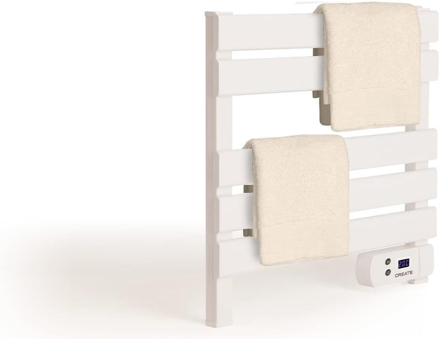 White Mini Smart Electric Heating Towel Rack Aluminum Drying Warmer Bathroom