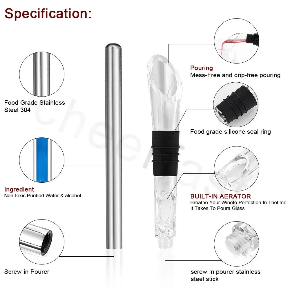 3-in-1 Stainless Steel Wine Bottle Chiller Stick for Bar Accessories