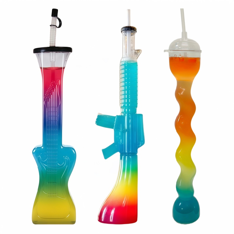 Многоразовые пластиковые стаканы 32 oz с крышкой и трубочкой