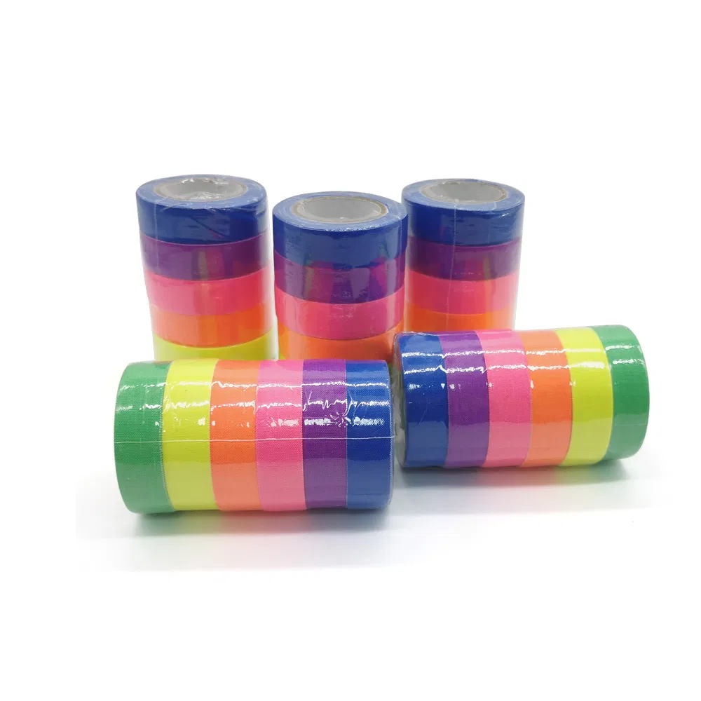 UV Light Visible Glowing Blacklight Reactive Neon Fluorescent Colored Adhesive Gaffer Luminous Warning Marking Cotton Cloth Tape