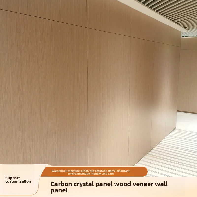 Carbon Crystal Board Bamboo-Wood Fiber Integrated Seamless Wood Veneer Wall Panel for Background Wall Interior Decoration Quick-Installation