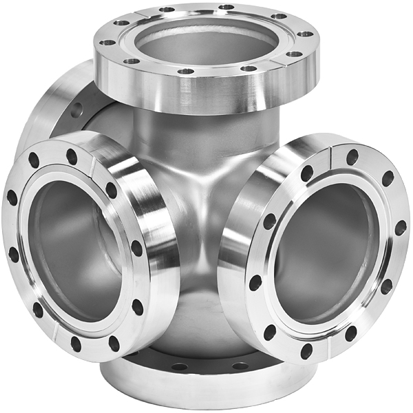 SS304/SS316L High Vacuum Pipe-Fittings CF16-CF100 Equal 4-Way Cross Rotatable/Fixed Flanges Thru Holes