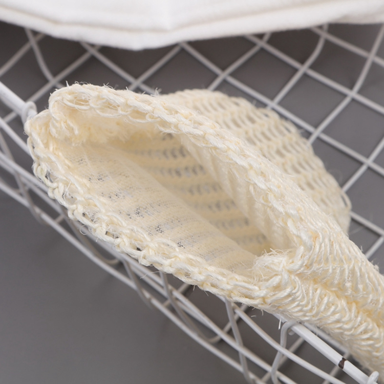 Eco Friendly Loofah Linen Bath Sponge Body Exfoliating Glove Scrubber Natural Shower Body Bath Scrub Exfoliating Glove Mitt