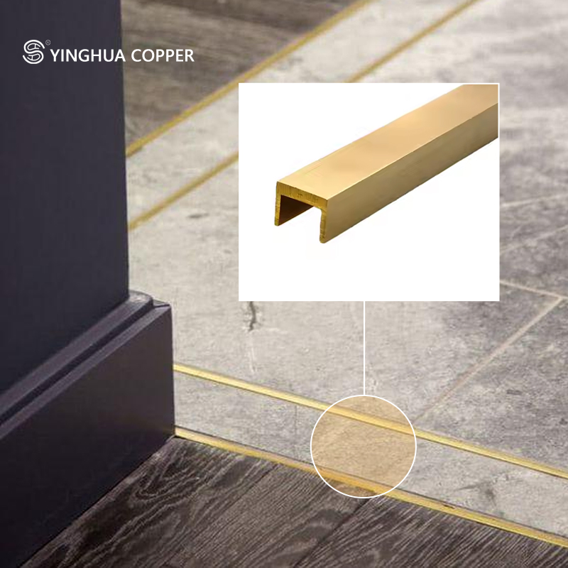 U-Shaped Brass Extruded Profile Manufacturer Directly Supplies Background Wall Embedded with Metal Brass Strips