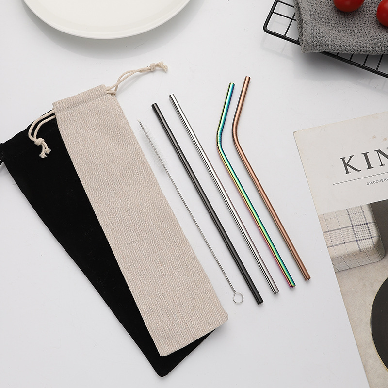 Portable 304 Color Metal Stainless Steel Straw Set
