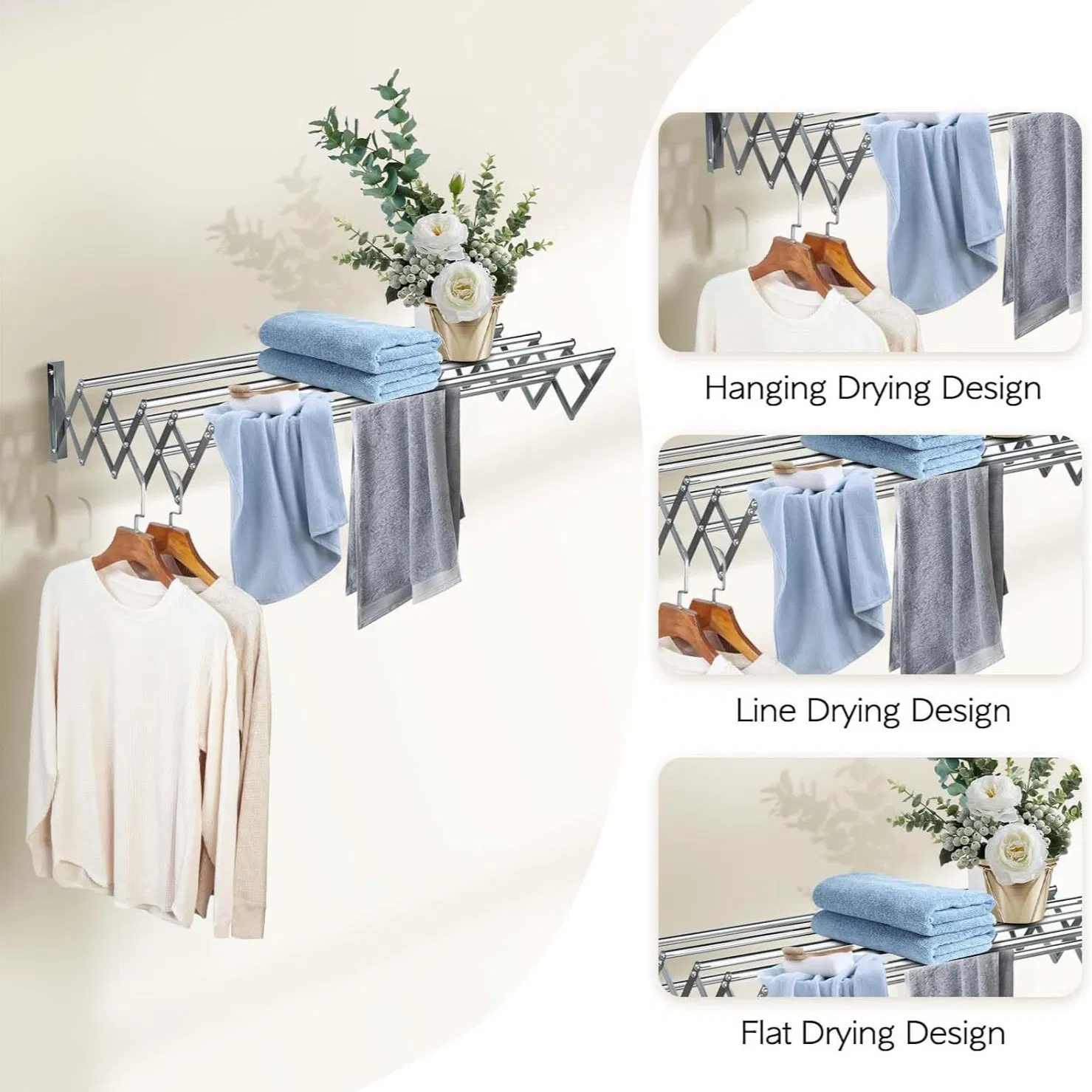 Best-Selling Creative Stainless Steel Multi-Functional Folding and Telescopic Towel Rack