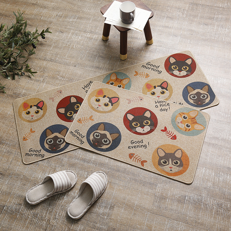 Custom Linen Surface Washable Modern Anti Fatigue Kitchen Floor Mat