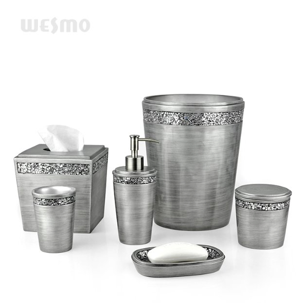 Elegant Marble Look Polyresin Bathroom Accessory Sets for Hotel & Home