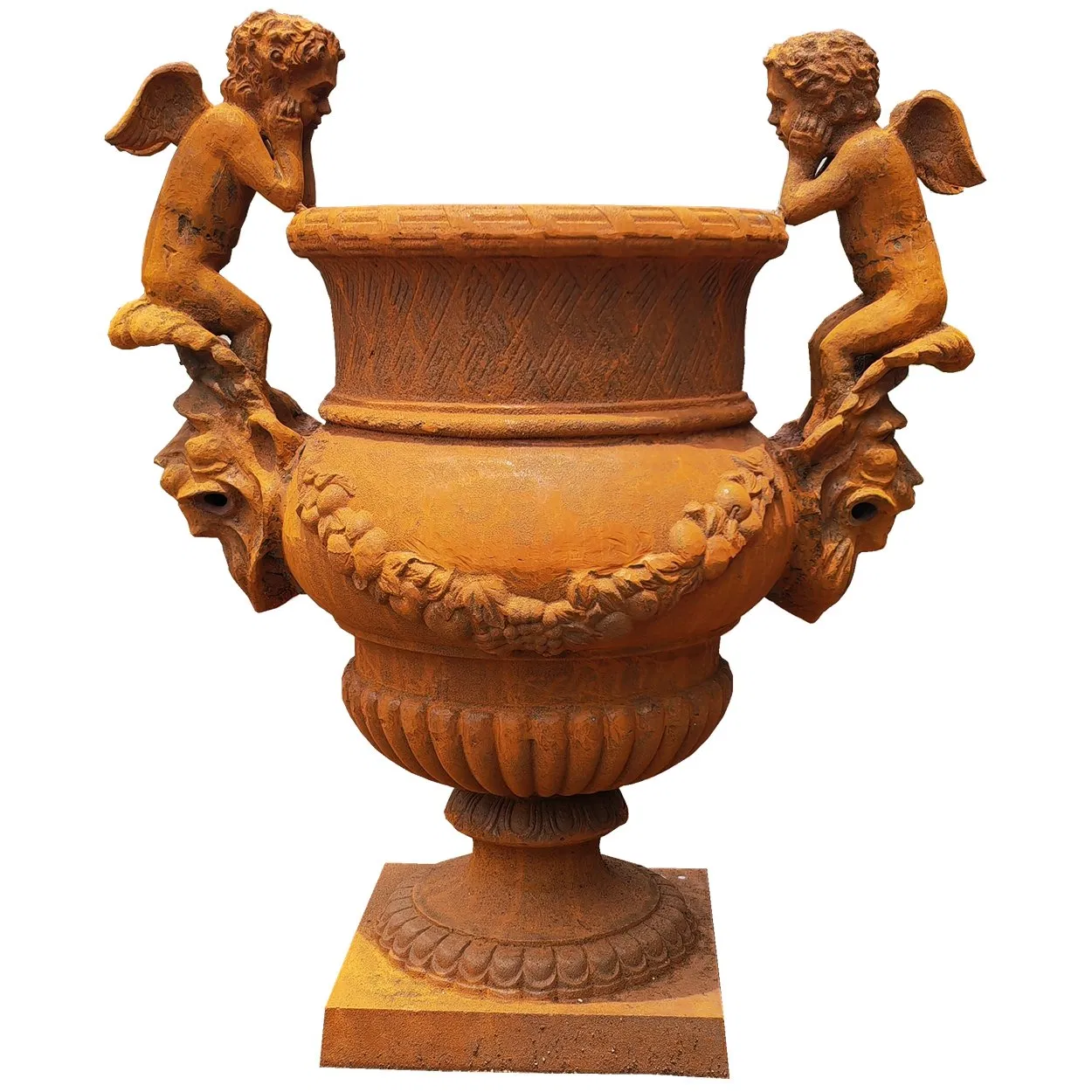 Vintage Patina Cast Iron Planter for Tabletop Display