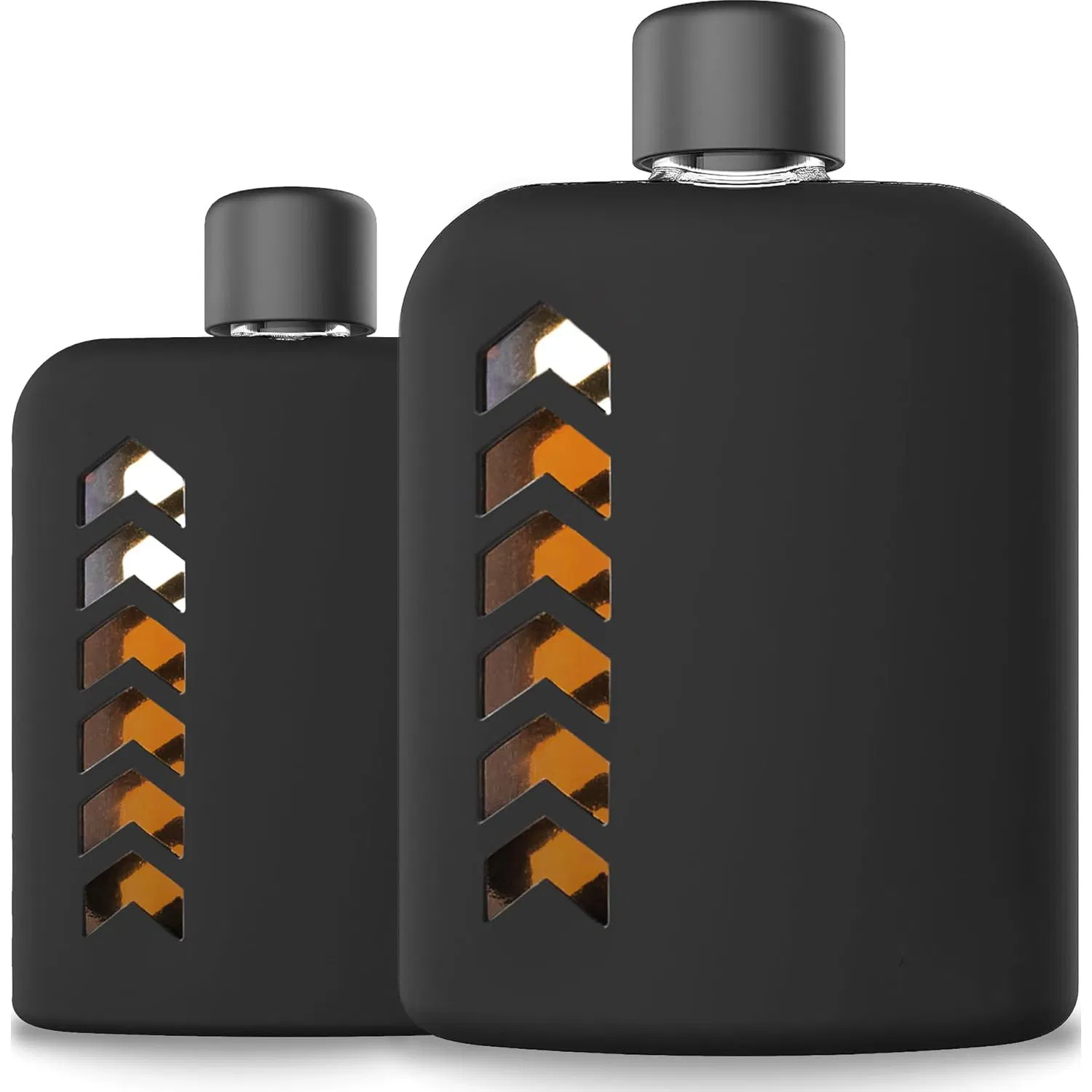 Modern 100ml 240ml Firm Grip Curved Edges Silicone Leather Covered Glass Hip Flask
